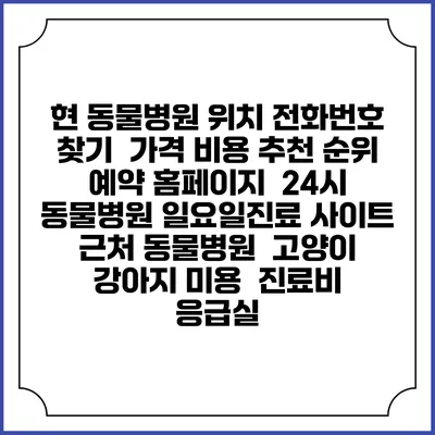 현 동물병원 위치 전화번호 찾기 | 가격 비용 추천 순위 | 예약 홈페이지 | 24시 동물병원 일요일진료 사이트 | 근처 동물병원 | 고양이 강아지 미용 | 진료비 | 응급실