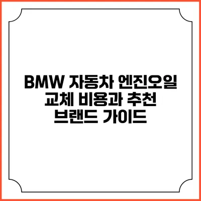 BMW 자동차 엔진오일 교체 비용과 추천 브랜드 가이드