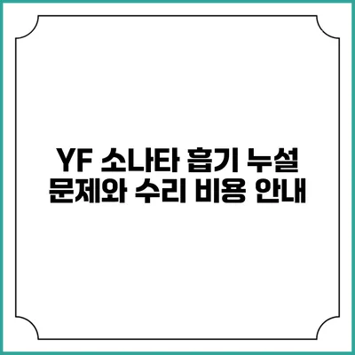 YF 소나타 흡기 누설 문제와 수리 비용 안내