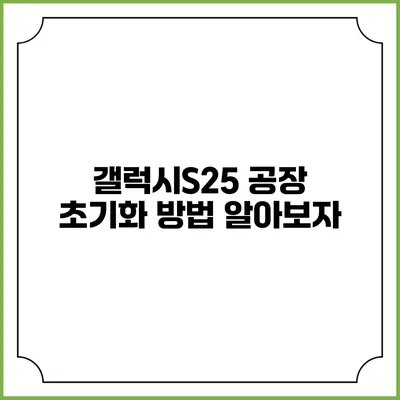 갤럭시S25 공장 초기화 방법 알아보자