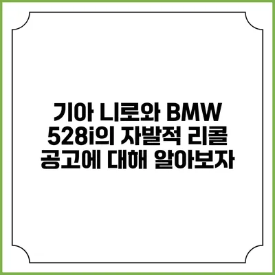 기아 니로와 BMW 528i의 자발적 리콜 공고에 대해 알아보자