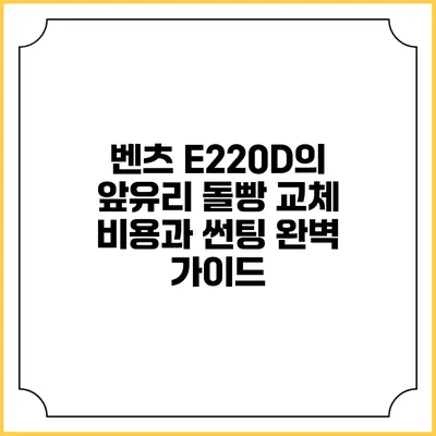 벤츠 E220D의 앞유리 돌빵 교체 비용과 썬팅 완벽 가이드