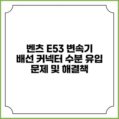 벤츠 E53 변속기 배선 커넥터 수분 유입 문제 및 해결책