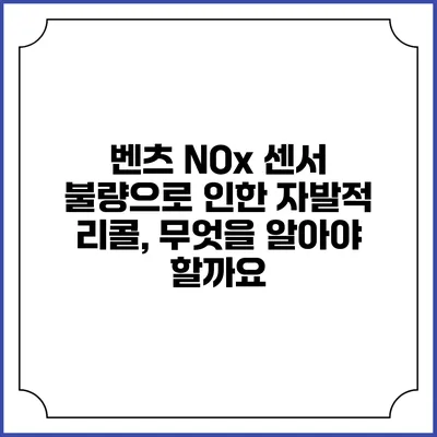 벤츠 NOx 센서 불량으로 인한 자발적 리콜, 무엇을 알아야 할까요?