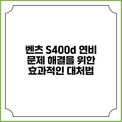 벤츠 S400d 연비 문제 해결을 위한 효과적인 대처법