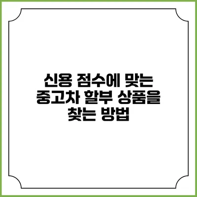 신용 점수에 맞는 중고차 할부 상품을 찾는 방법