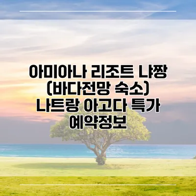 아미아나 리조트 냐짱 (바다전망 숙소) 나트랑 아고다 특가 예약정보