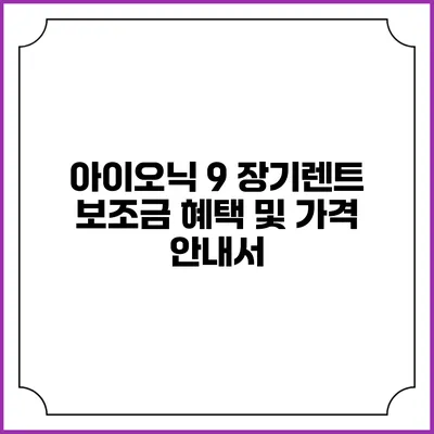 아이오닉 9 장기렌트 보조금 혜택 및 가격 안내서