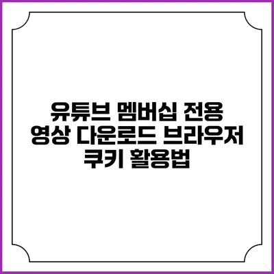 유튜브 멤버십 전용 영상 다운로드 브라우저 쿠키 활용법