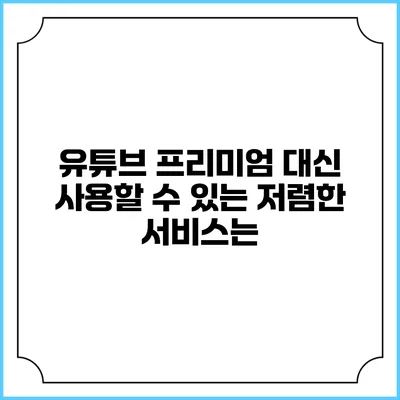 유튜브 프리미엄 대신 사용할 수 있는 저렴한 서비스는?