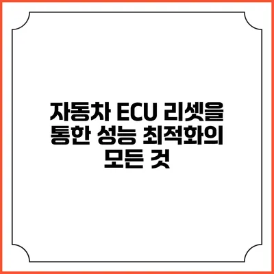 자동차 ECU 리셋을 통한 성능 최적화의 모든 것