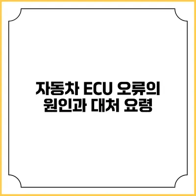 자동차 ECU 오류의 원인과 대처 요령
