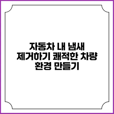 자동차 내 냄새 제거하기: 쾌적한 차량 환경 만들기