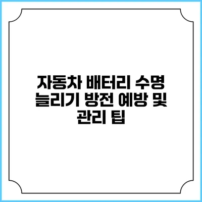 자동차 배터리 수명 늘리기: 방전 예방 및 관리 팁