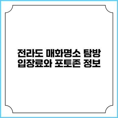 전라도 매화명소 탐방 입장료와 포토존 정보