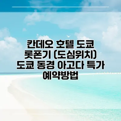 칸데오 호텔 도쿄 롯폰기 (도심위치) 도쿄 동경 아고다 특가 예약방법
