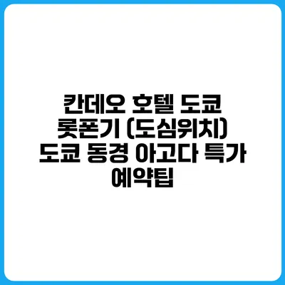 칸데오 호텔 도쿄 롯폰기 (도심위치) 도쿄 동경 아고다 특가 예약팁