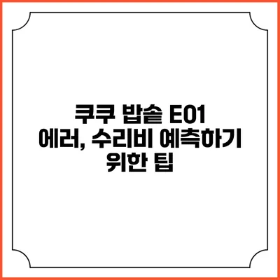 쿠쿠 밥솥 E01 에러, 수리비 예측하기 위한 팁
