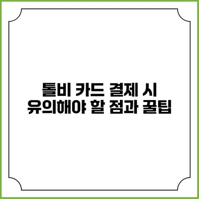 톨비 카드 결제 시 유의해야 할 점과 꿀팁