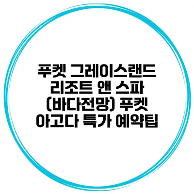푸켓 그레이스랜드 리조트 앤 스파 (바다전망) 푸켓 아고다 특가 예약팁