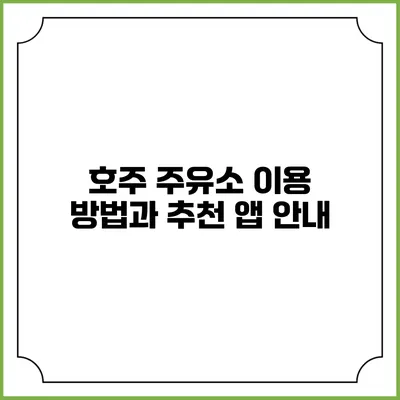 호주 주유소 이용 방법과 추천 앱 안내