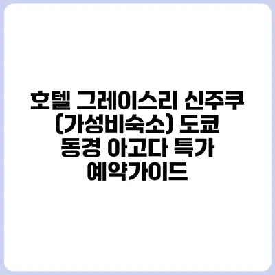 호텔 그레이스리 신주쿠 (가성비숙소) 도쿄 동경 아고다 특가 예약가이드