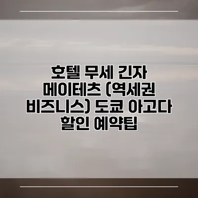 호텔 무세 긴자 메이테츠 (역세권 비즈니스) 도쿄 아고다 할인 예약팁
