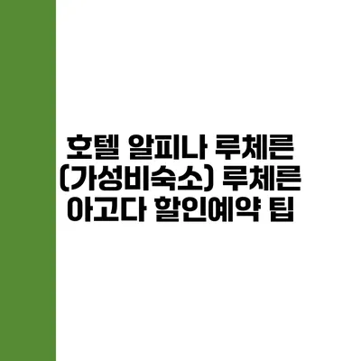호텔 알피나 루체른 (가성비숙소) 루체른 아고다 할인예약 팁