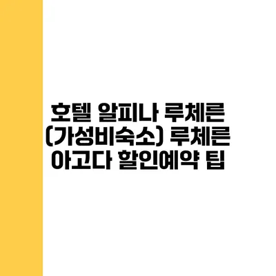 호텔 알피나 루체른 (가성비숙소) 루체른 아고다 할인예약 팁
